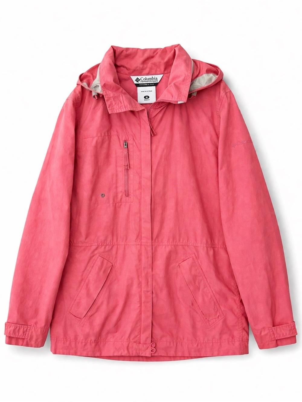 Columbia Pink Lightweight Hooded Windbreaker Jacket-Hiking Layering.Size:Medium